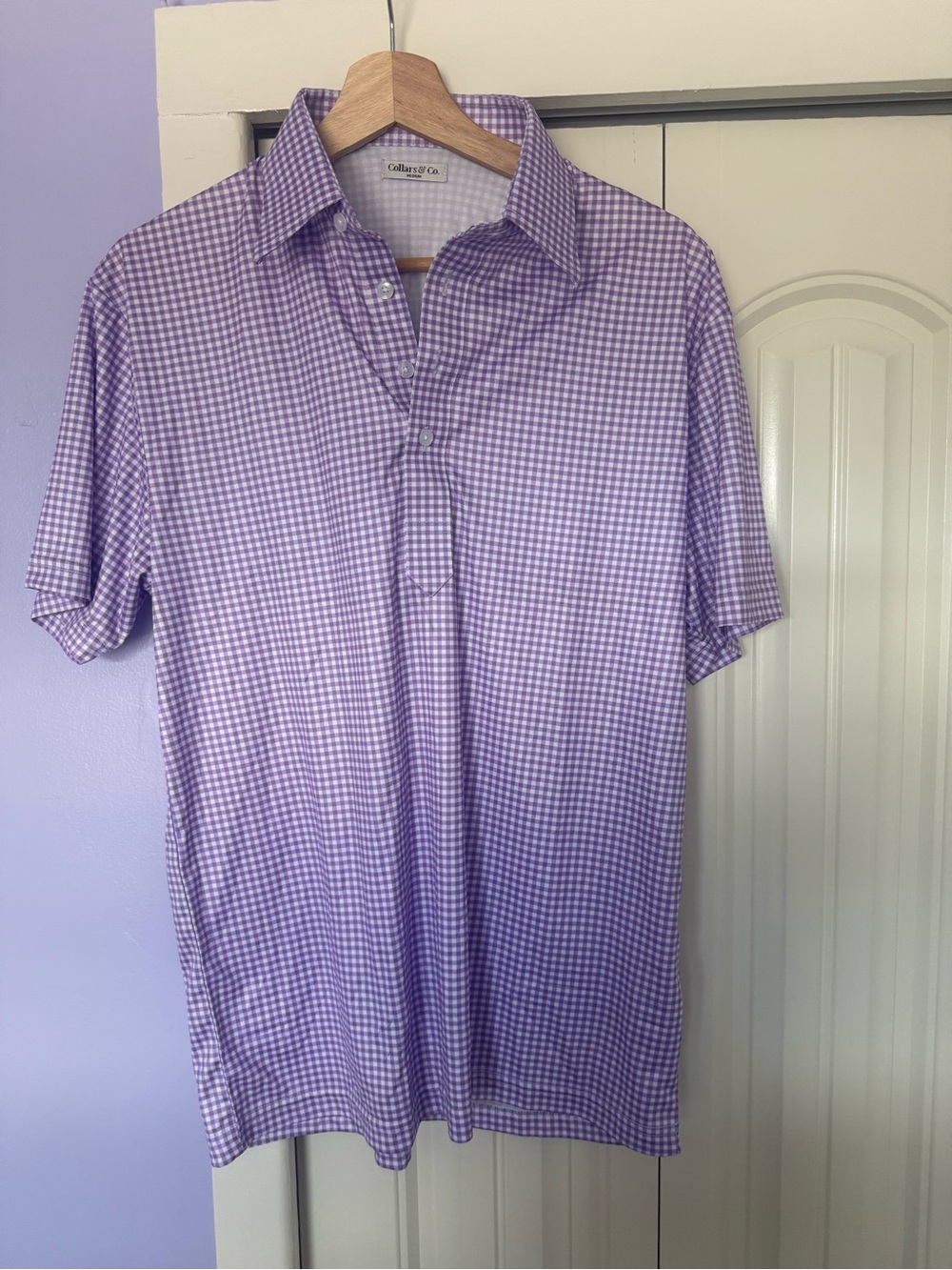 Collars & Co New (without tags)Men's Lavender Gingham Dress Shirt - Picture 2 of 5